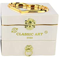 SALATEILY Caja de música de madera- cajas musicales y figuras- caja de almacenamiento de joyería de bailarina giratoria…